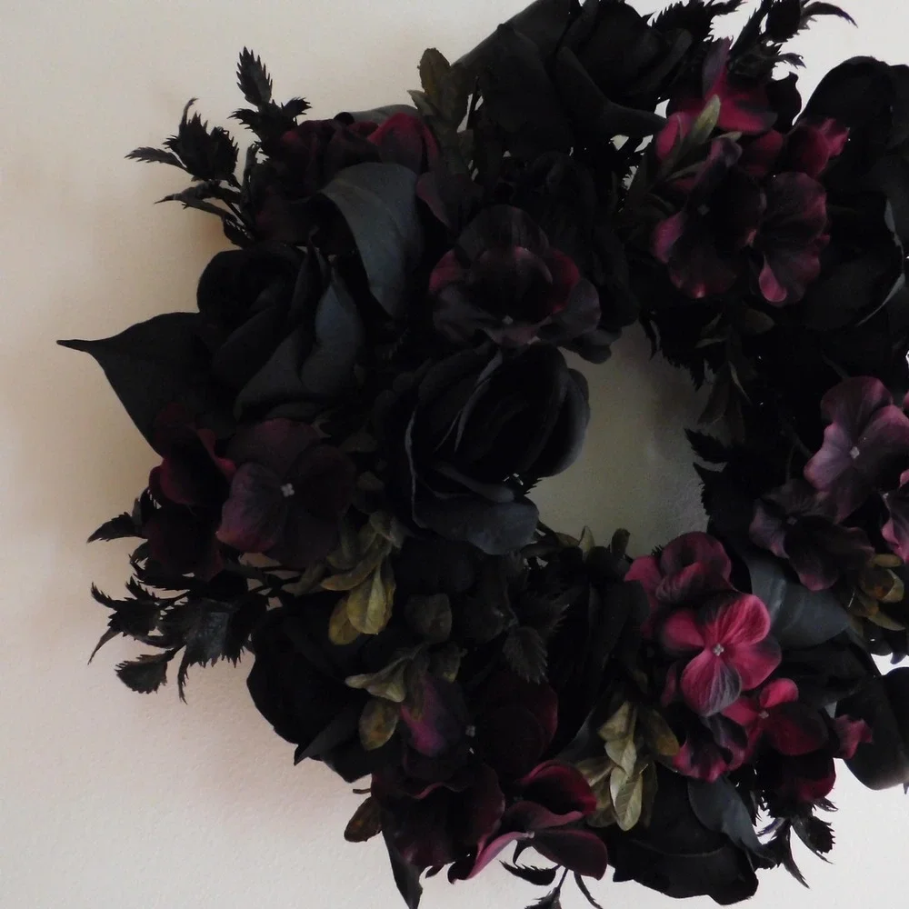 Halloween Wreath Black Rose Dark Moody Fall Wreath Spooky Cottagecore